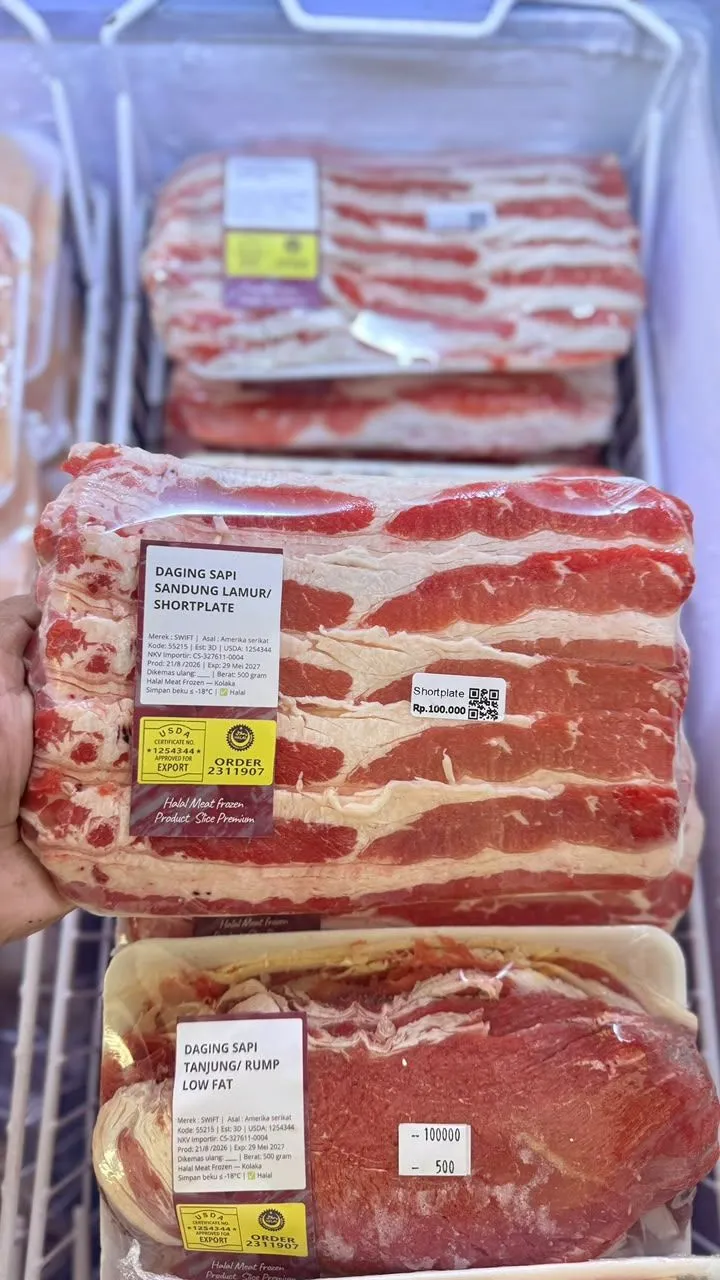Daging slice shortplate halal meat